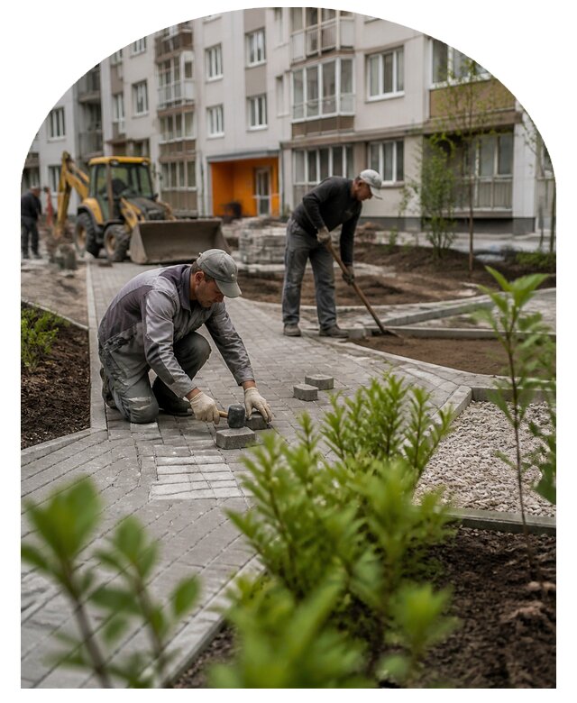 Благоустройство двора многоквартирного дома в Усинске